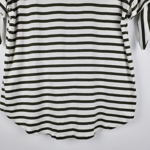 Green Envelope White Green Striped Tight Knit Top Blouse Size M Womens NWT - Picture 10 of 13